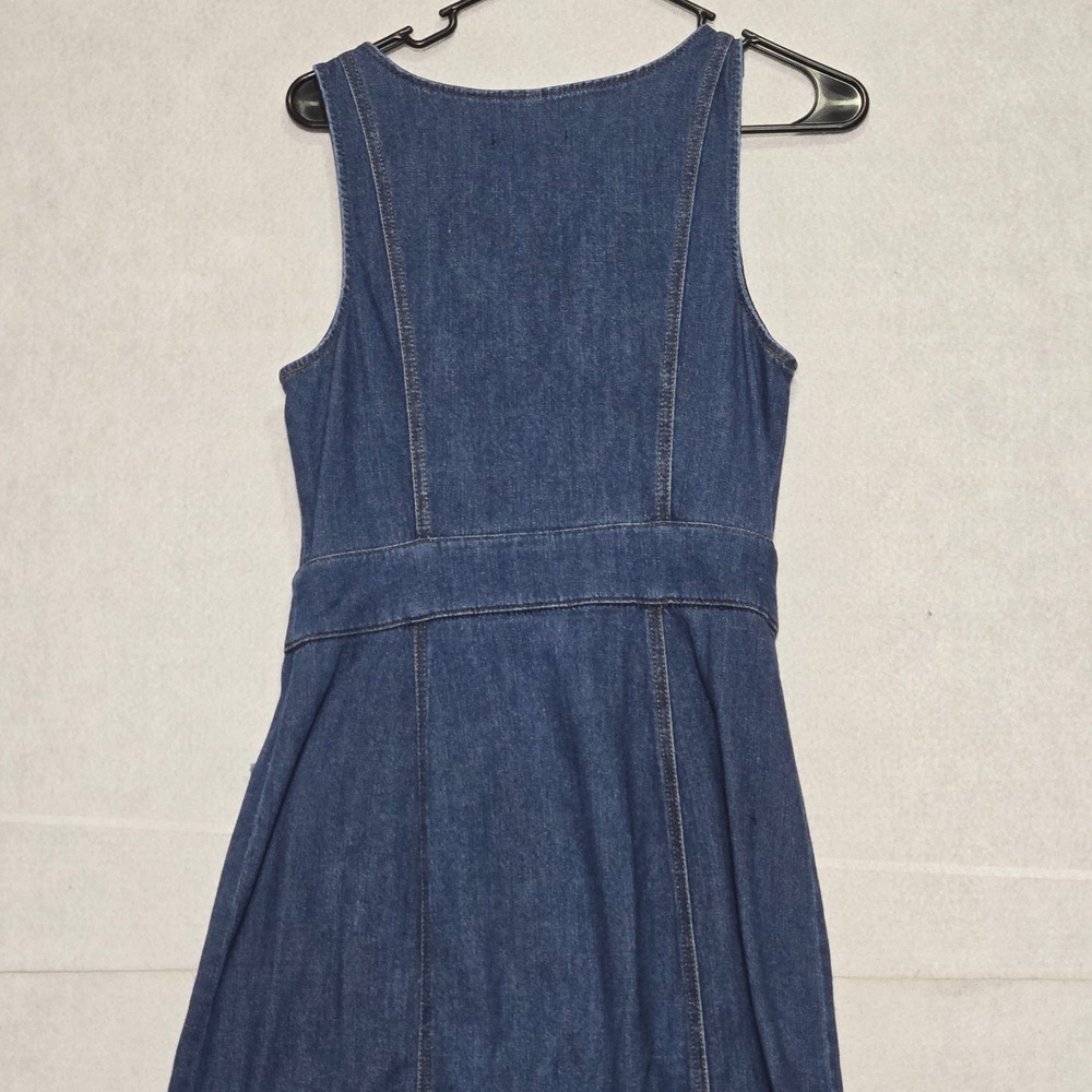 7 For All‎ Mankind Womens Denim Zip Front Midi Dress Blue Medium Wash Small S - Picture 4 of 7